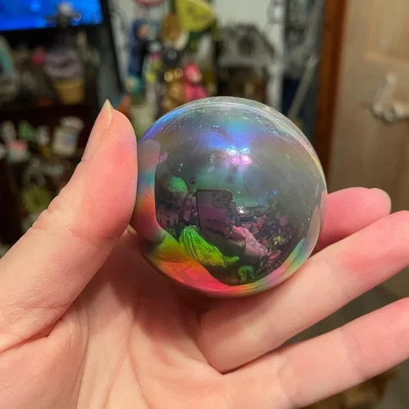 Aura sphere with druzy and pretty agate banding - Picture 7 of 15